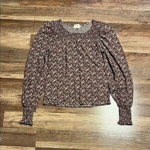 Nation LTD Floral Print Blouse in Brown and White